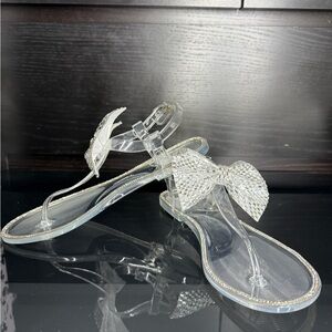 Cape Robbin Silver Crystal Bow Sandals